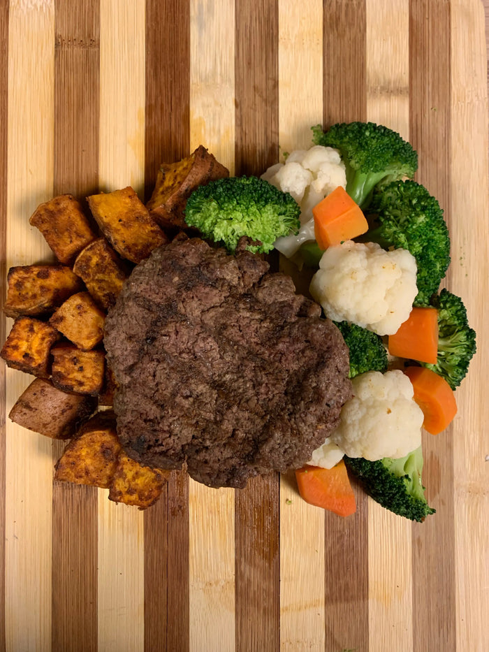 Beef Patty, Sweet Potato, Mixed Vegetables Meal Meal Prep Ottawa