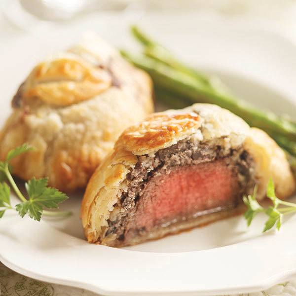 featuring Beef Wellington entree (top)