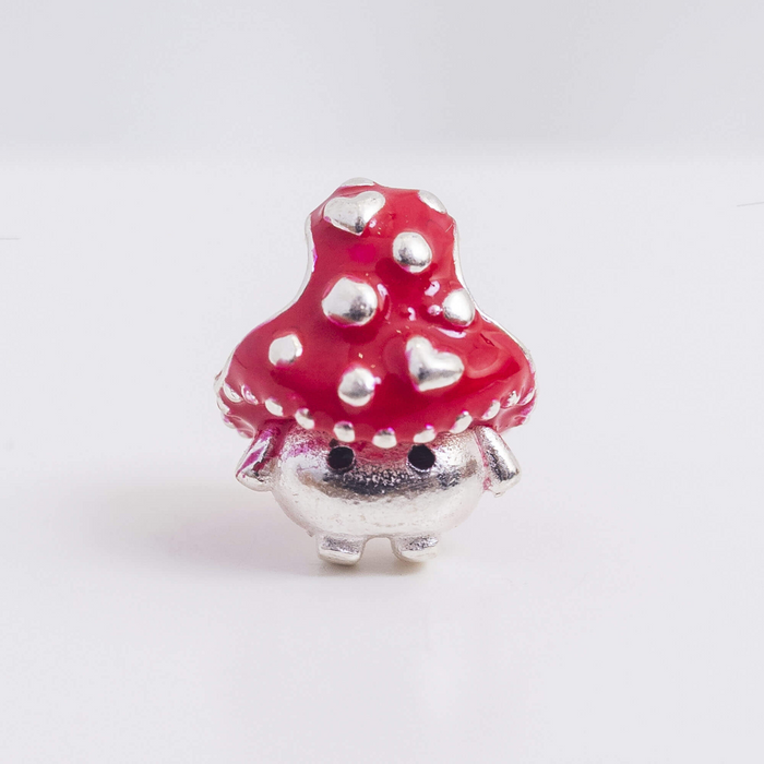 Berloque Separador Cogumelo Vermelho Prata 925