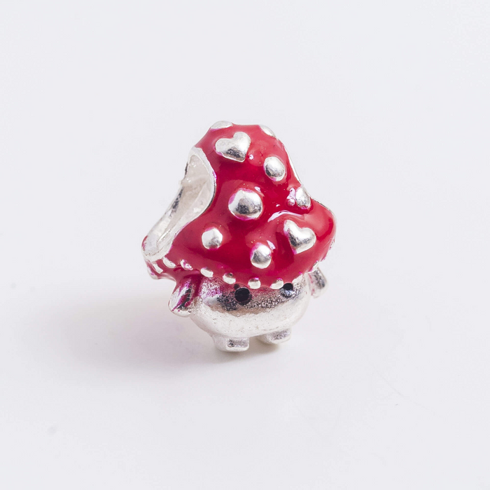 Berloque Separador Cogumelo Vermelho Prata 925