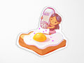Girl and Egg Holographic Vinyl Sticker