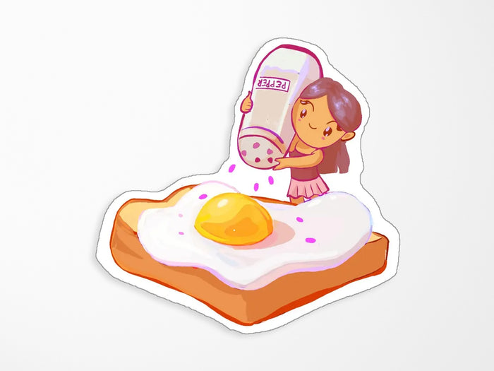 Girl and Egg Holographic Vinyl Sticker