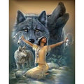 Indian Woman And Wolf Diamond Painting Diamond Art Kit