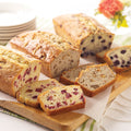 Loaf Cake Sampler, featuring Banana Nut, Lemon Blueberry, and Cranberry Orange.