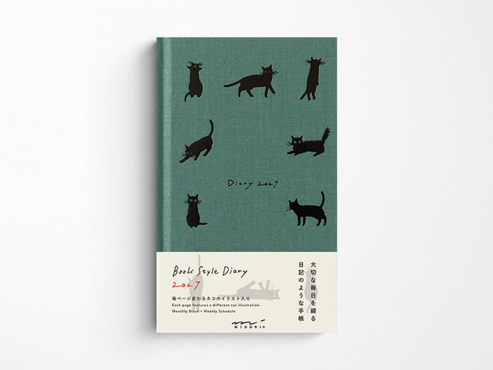 Midori Book Style Diary 2027 - Green Cat