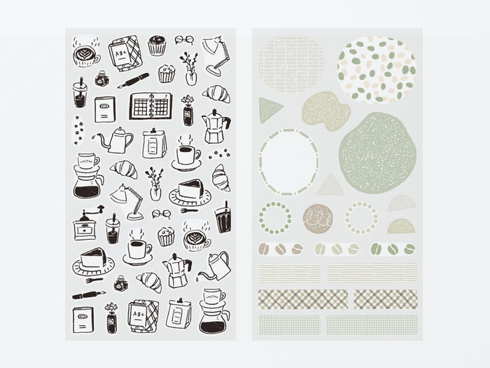 Midori Sticker Sheet Set of 2 Monotone Cafe