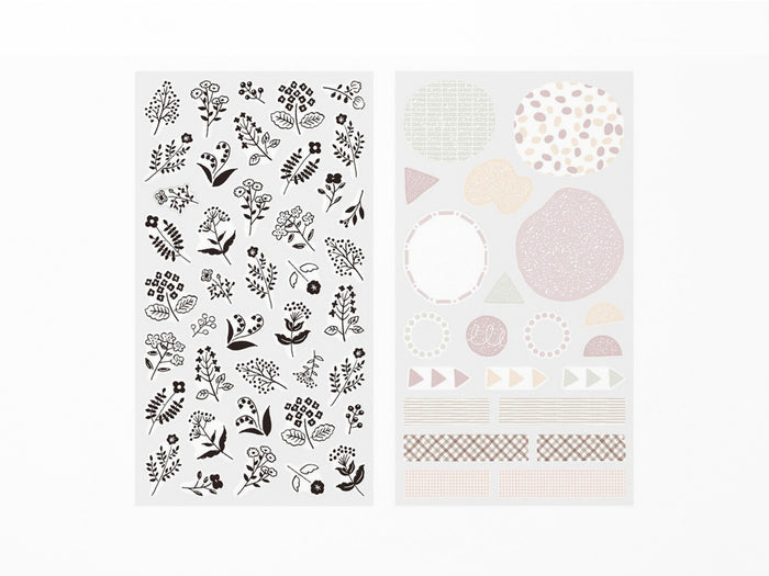 Midori Sticker Sheet Set of 2 Monotone Flowers