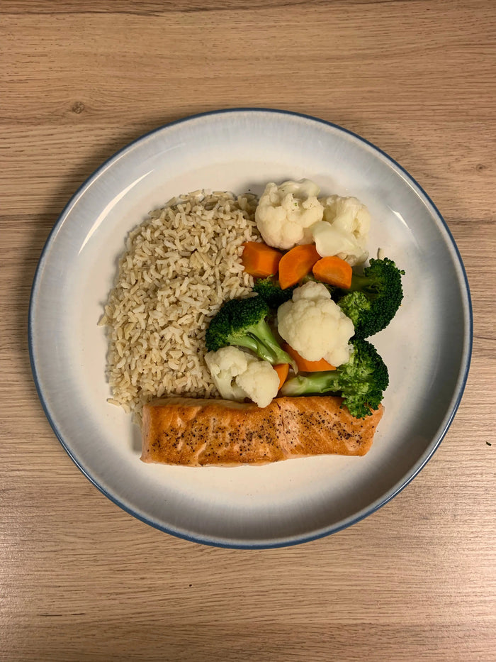 Salmon, Brown Rice, Mixed Vegetables Meal Meal Prep Ottawa