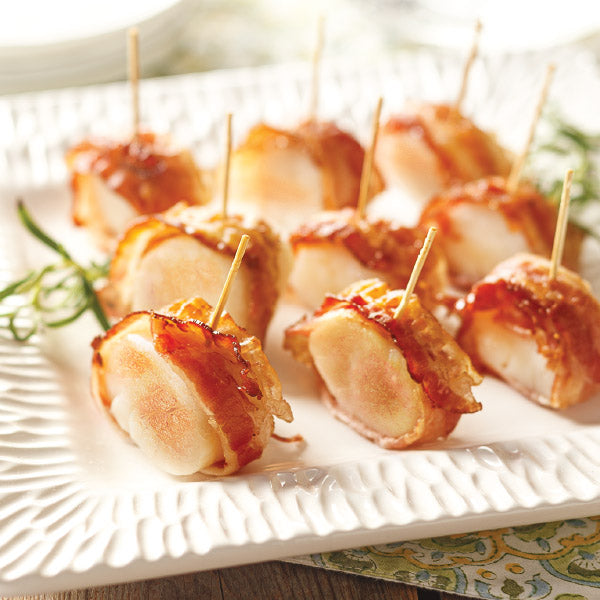 and Bacon Wrapped Scallops (top left to bottom right)