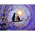 Three Cats On The Tree Under The Moon Diamond Painting Diamond Art Kit